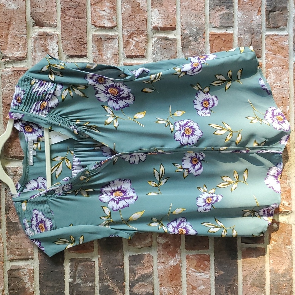 Daniel Rainn Bernal Split Neck Blouse Teal Green XL